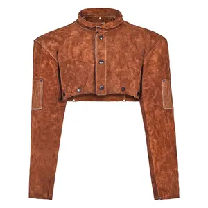 VEVOR Leather Welding Cape Sleeve, Heavy Duty Flame Resistant Cowhide Safety Cape Sleeves for Men Women, Heat-Resistant for Welding, Blacksmithing, Woodworking, Gardening, XL-Size