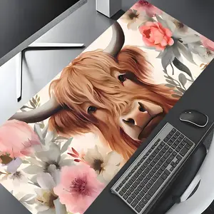 Highland Cow Pattern Mouse Pad, Rectangle Gaming Mouse Pad, Office Desk Keyboard Mat for Home Office Desk