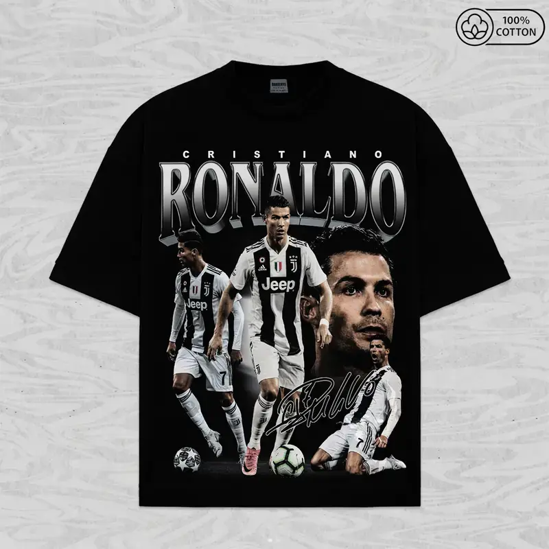 Cristiano Ronaldo T-Shirt C Ronaldo Digital Print T-shirt 100% Cotton Fabric Ronaldo Patterned T-shirt Spring Fall Winter Outdoor Sports Essential Comfortable Short Sleeves Perfect Birthday Gift