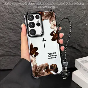 Psalm 46:5 Vintage Dark Floral Art Phone Case,Suitable for [Galaxy S24 Ultra] High-end phone case  Lanyard a beautiful four-leaf clover lanyard is included🍀 952
