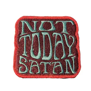 Embroidery Patch - "Not Today Satan" - Iron-On Design for Clothing & Hats - 2x2 Inch Size - Durable & Versatile - Express Your Beliefs Subtly