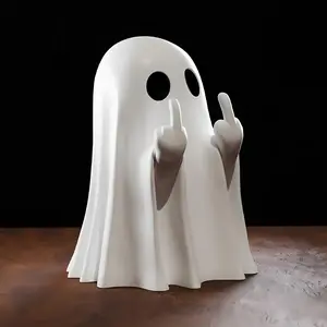 Halloween Ghost Figurine - Spooky Resin Middle Finger Statue, Cute Decor for Halloween Decorations, Porch and Indoor Spooky Home Decor