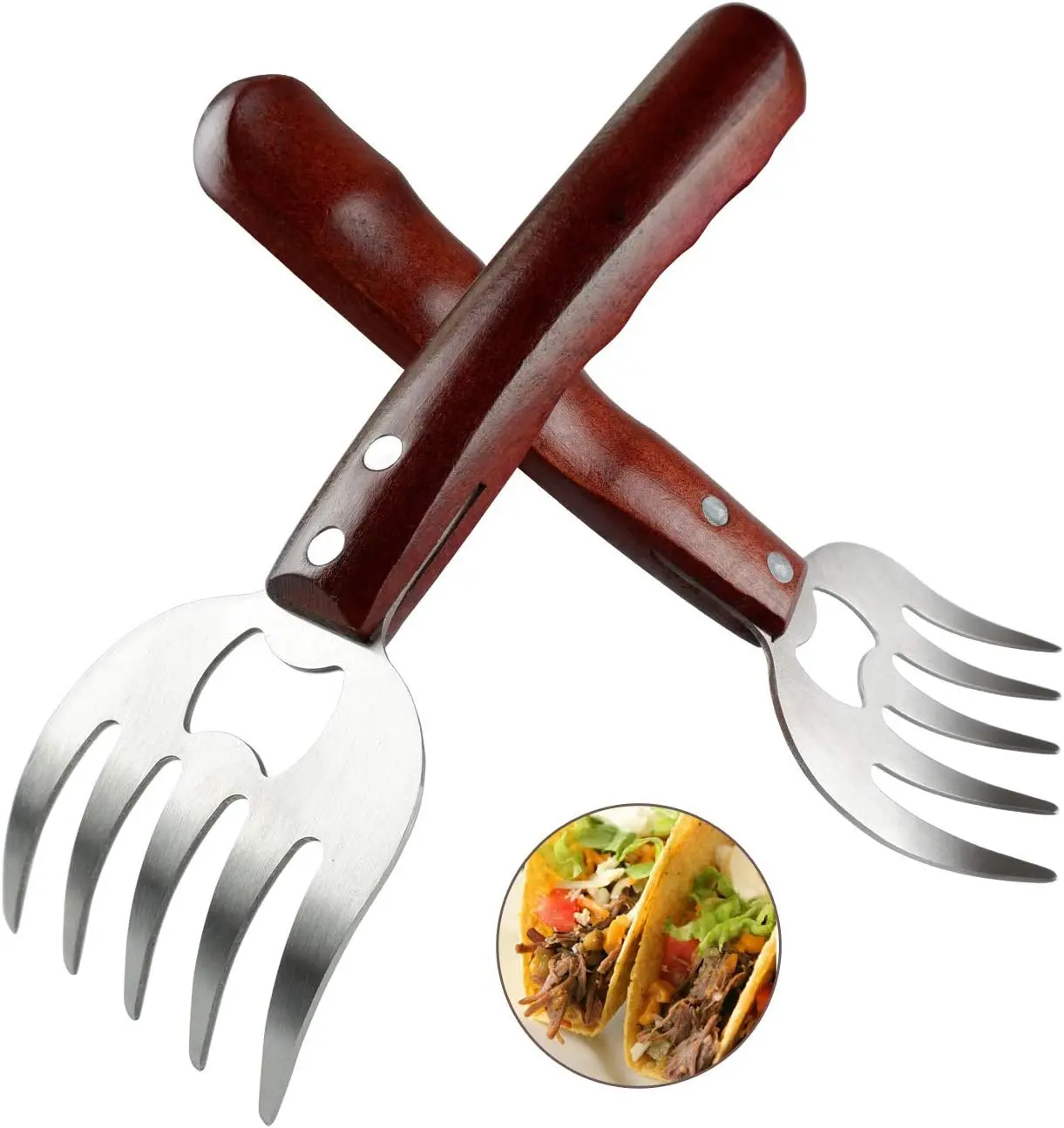 Meat Shredding Claws Stainless Steel Pulled Pork Shredder Meat Claws for BBQ Shredding Pulling  Lifting & Serving Pork Turkey Chicken with Long  Handle (2 PCS,)