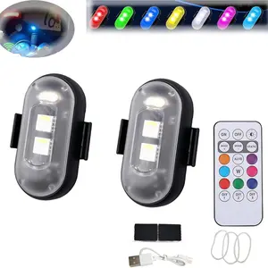 Wireless Strobe Lights with Remote - 8-Color LED, USB Charging, Waterproof for Motorcycle/Car/Truck/Bike/Lightweight Folding Ebike(Anti-Collision Warning)