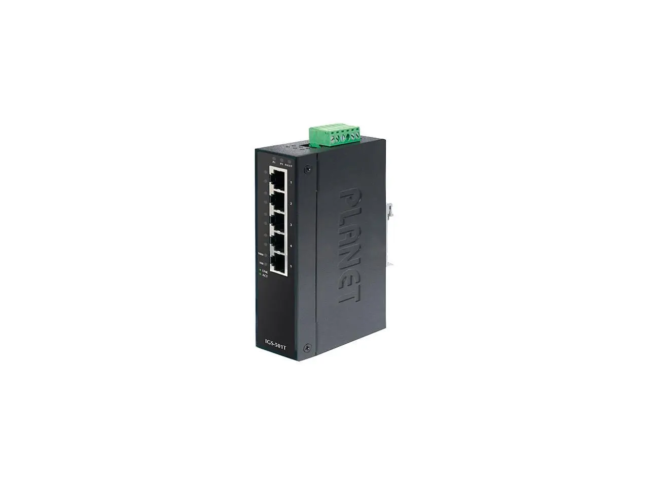 PLANET IGS-501T 5-Port 10/100/1000T Industrial Gigabit Ethernet Switch (-40~75 Degrees C Operating Temperature)