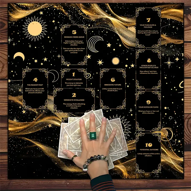 1pc Celestial Tarot Spread Astrology Inspired Elegant Party Decorations Astrology Decor and Spiritual Room Decoration, Soft Washable Fabric Decorative Table Cover for Home and Party Use