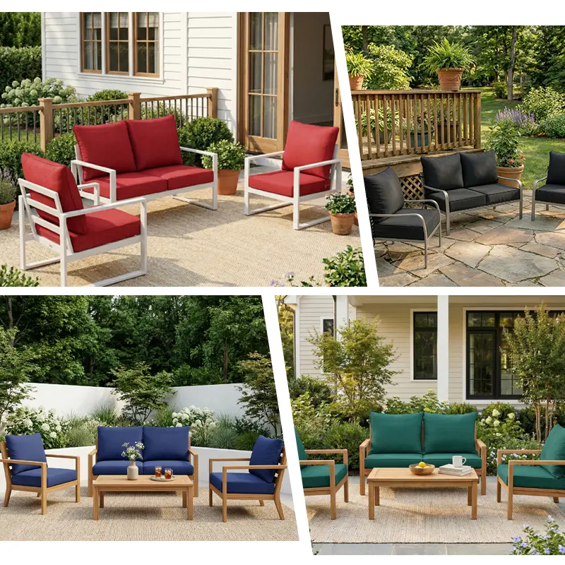 24x24x4-inch seat cushion and 22.5x24x6.5-inch backrest outdoor waterproof cushion set, suitable for patio and garden sofas, featuring removable, washable covers; comfortable, soft, and waterproof cushions