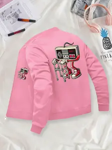 Retro Game Controller Printed Jacket - Unisex Casual Outerwear, Suitable for Casual Outdoor Sports, Fashionable & Durable for All Seasons, Ideal for Daily Activities, Gifting, Gatherings & Work.