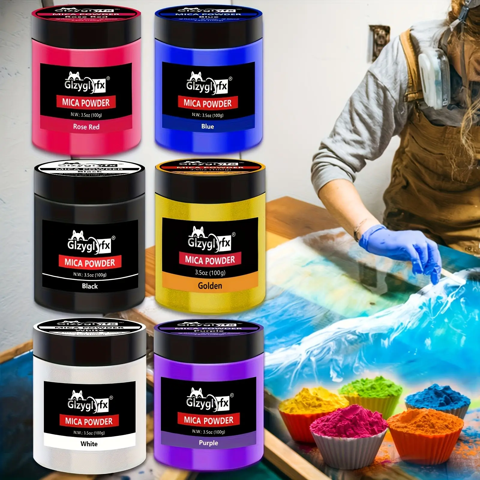 1PC Mica Powder 100g Jar for Epoxy Resin, Glitter Metallic Effect Dye Pigments For DIY Arts And Crafts, Arts Crafts Supplies, Candle Making Dyes, Epoxy Resins, Paints, Slime, Silicone Molds