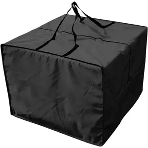 Waterproof Fabric Cushion Storage Bag with Zipper and Handles-Ideal for Outdoor Indoor Patio Furniture, Clothes, Pillows, Christmas Tree, and More -Black
