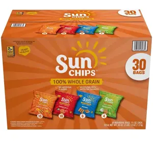 SunChips Whole Grain Variety Pack Chips 30 Pack Heart Healthy No Artificial Flavors or Colors 100% Whole Grain Snacks