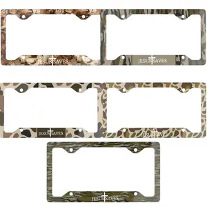 Jesus Save Bottomland Camo Metal License Plate Frame, Truck Car Tags, 100% Aluminum, Car Decor Gift, Car Accessories
