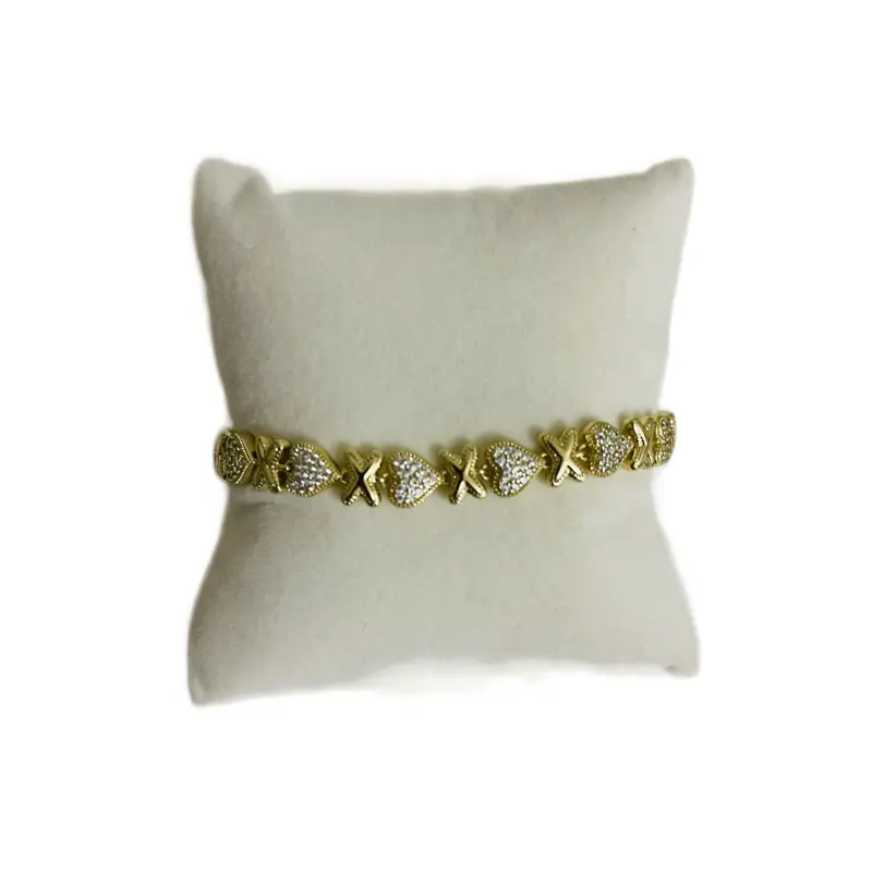 Eliboutique#Jewelry Beautiful Heart Bracelet with Double Clasp Gold Plated High Quality Up to Size 8.5