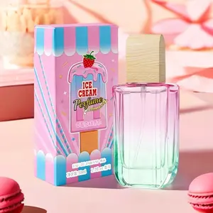 Strawberry Ice Cream Scented Perfume for Women 50ML Top Notes Strawberry Blackberry Middle Notes Jasmine Base Notes Vanilla Amber Sandalwood Juicy Flirty Sweet Scent Skin Like Fragrance Floral Woody Fruity Scent Fruity Fragrance Perfume