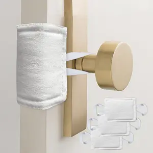 Durable Baby Door Latch Cover Silencer Cushion - Quiet Lock Cover Closer Prevents Door Slamming, Durable for Light Sleeper Nursery Children, 4x3 Inches White 3 Pieces