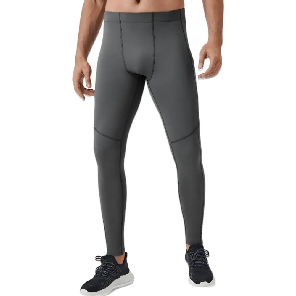 Anna-Kaci Active Men's Full-Length Compression Leggings with Side Pockets and Stretch Moisture-Wicking Fabric - Small Dark Gray
