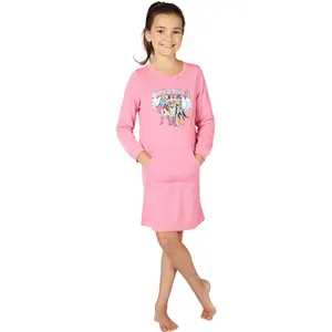 DC Comics Girls Rule Supergirl Batgirl Wonder Woman French Terry Nightgown with Front Pocket Loungewear Sleepwear