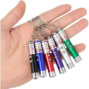 6 Pcs Pack A Pet Laser Toys Mini Keychain Laser Pointer LED Flashlight Remote Control Laser Toy for Cats Dogs