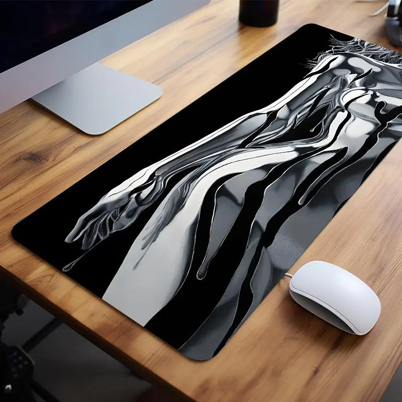 Cyberpunk Mechanical Aesthetics Pattern Mouse Pad, Non-slip Rubber Base Stitched Edge Desk Pad, Desk Accessory, Office Desk Accessories, Desk Decor, Large Gaming Mouse Pad for Office Desk Laptop Desktop, Computer Desk Mat