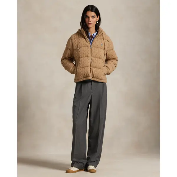 Polo Ralph Lauren - Cable-Knit Wool-Cashmere Quilted Jacket Polo Ralph Lauren - Cable-Knit Wool-Cashmere Quilted Jacket