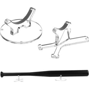 1 Set Desktop Baseball Bat Stand Acrylic Baseball Bat Desk Display Holder Softball Bat Storage Desk Rack for Memorabilia and Collectible, Fits Up to 2-5/8” Barrel Size (Transparent Clear)