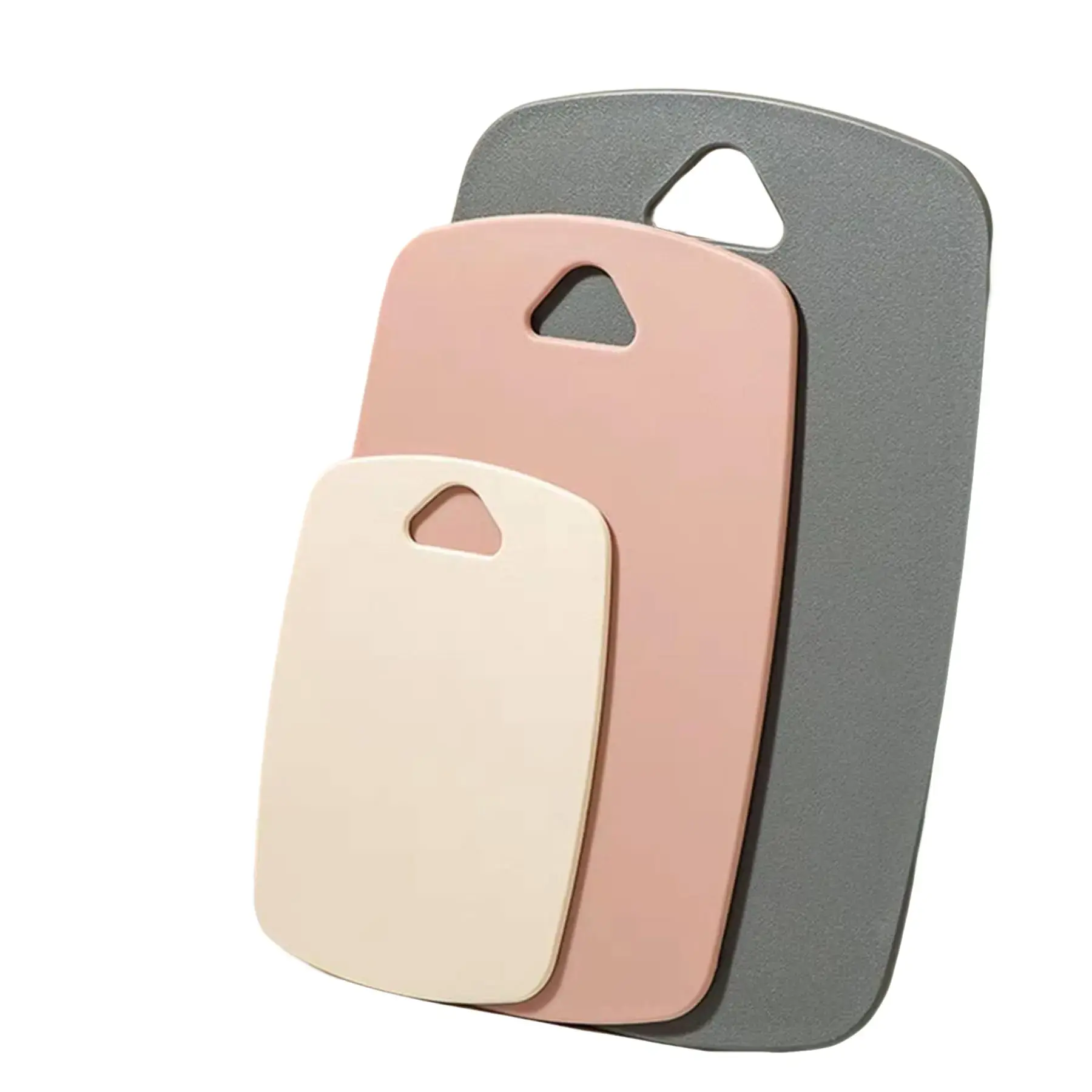 Chopping Boards for Kitchen, Durable Plastic Chopping Board Set of 3, Multi Color Chopping Boards for Meat, Veggies, Fruits, with Easy Grip Handle, Dishwasher Safe, BPA Free (Pink, 3Pcs)