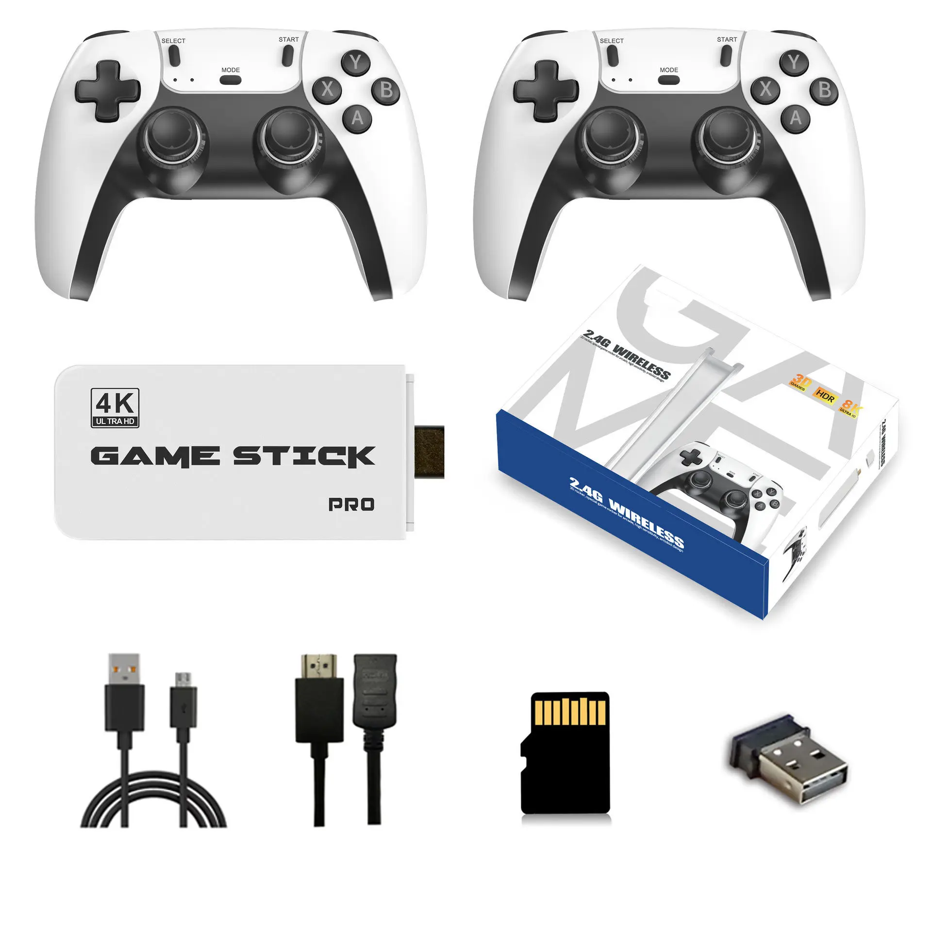 Games Retro Game Console Stick Device with Built-in games & emulators 2 Wireless Controllers 1080P HDMI Output With 64GB SD Card Portable Plug and Play Video M15 Gaming Stick For Smart TV & Projector