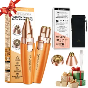 Vogcrest Eyebrow & Facial trimmer，Hair Remover Women's Portable 2-in-1 Electric Shaver with Type-C Charging LED Light Comfortable Grooming