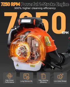 Leaf Blower, 80CC Backpack Gas Leaf Blower, Gas Blower, Up to 900CFM, Powerful Clearing, for Lawn Care Yard Dust Debris (Orange)