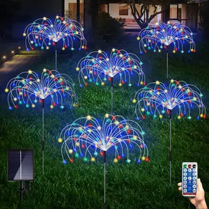 Solar Garden Firework Lights, Decorative LED Twinkling Landscape Outdoor Decor with 8 Lighting Modes and Remote Control, for Pathway, Backyard, Walkway, Patio