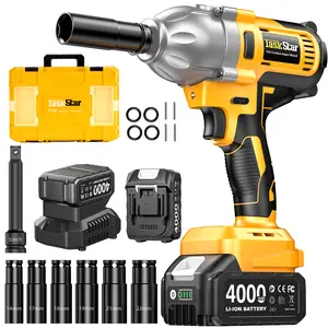 [2026 Upgraded] 1200Nm(886ft-lbs) Cordless Impact Wrench Power Tools, TaskStar 1/2" High Torque Electric Driver Kit With Two 4.0Ah Battery, Brushless Motor, Fast Charger for Car Tires Truck Auto Tools