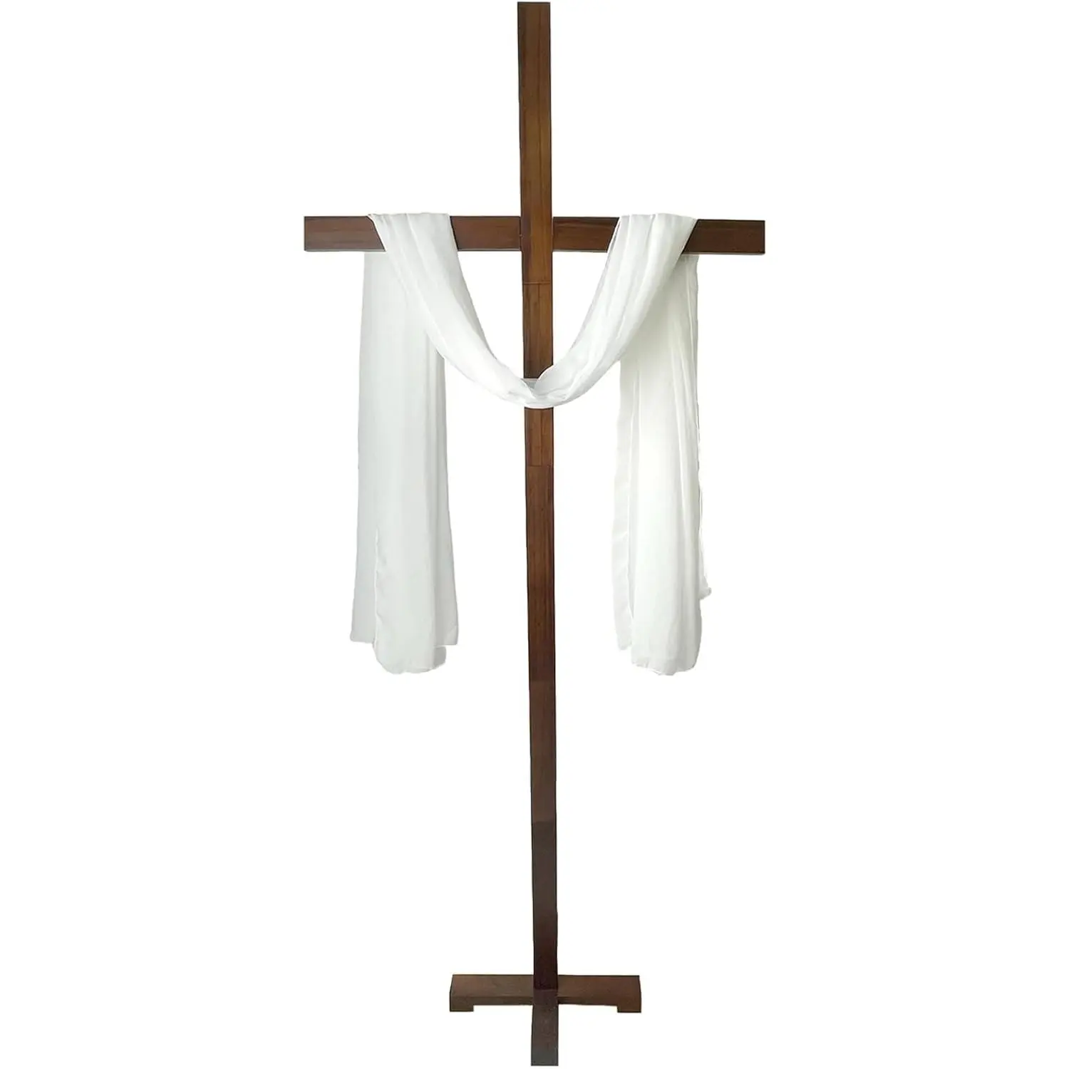 71" Extra Large Wooden Cross for Wedding Ceremony Backdrop, 6ft Handcrafted Standing Wood Cross for Indoor Home Decor, Church, Easter & Christmas, Stable Base, Natural Timber