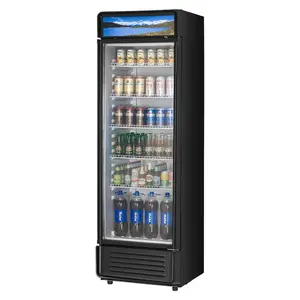 VEVOR Commercial Merchandiser Refrigerator, 12.2 CU. FT Glass Door Display Refrigerator, Beverage Refrigerator Cooler Merchandiser with Adjustable Shelves, Soft LED Light, Customizable Lightbox, Black