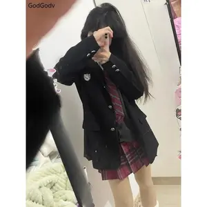 Spring Japanese Preppy Style Vintage 3 Piece Set Women JK Sweet Elegant Skirt Suit Female Necktie Korean Style Chic Outfits 2025