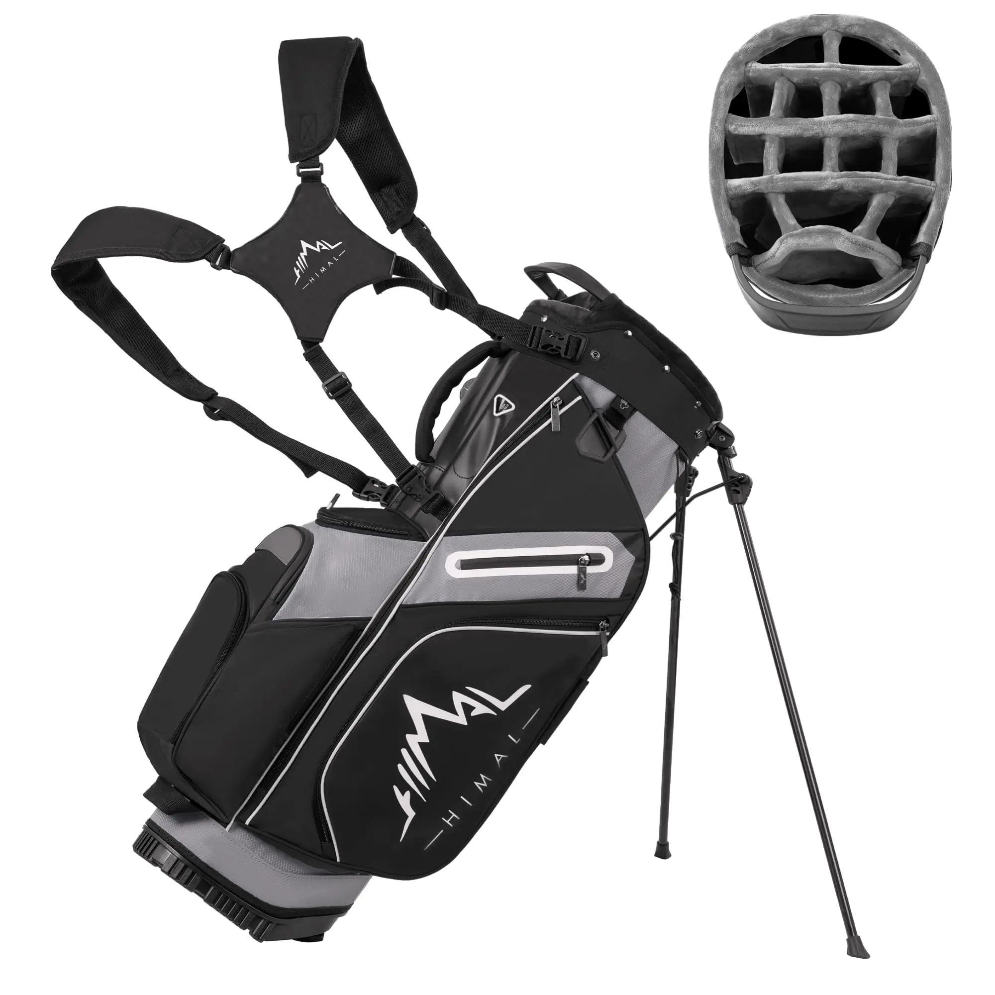 14-Way Golf Stand Bag - Premium Lightweight Portable 14-Way Golf Club Bag with Full-Length Dividers, Interchangeable PE-Padded Straps, Stabilizing Kickstand, Plush-Lined Top and Waterproof Cover, 14-Way Golf Club Bags, Portable Golf Club Bags