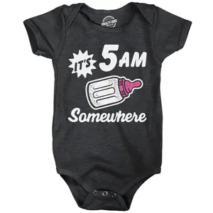 Its 5 AM Somewhere Baby Bodysuit Funny Sarcastic Milk Drinking Graphic Jumper for Infants Funny Baby Onesies Funny Sarcastic Onesie Novelty Onesie Black - 5