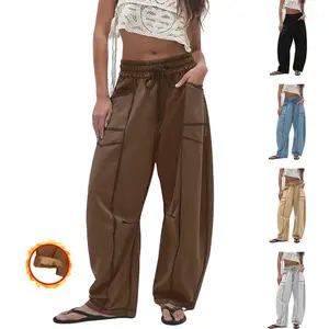 UANEO Women's Fleece Lined Baggy Barrel Pants Casual Elastic Waisted Wide Leg Sweatpants with Pockets TikTokShopBlackFriday