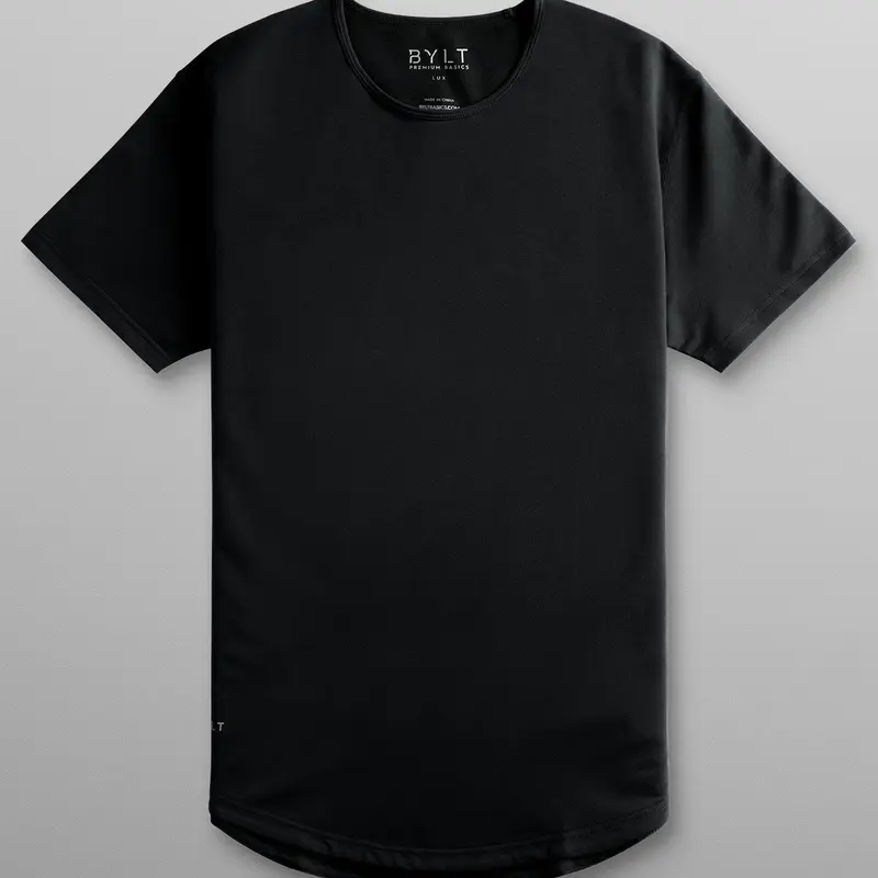 BYLT Drop-Cut LUX TShirt for Men - Fitted Crewneck Tee with 4-Way Stretch & Wrinkle-Resistant Fabric - Menswear Streetwear