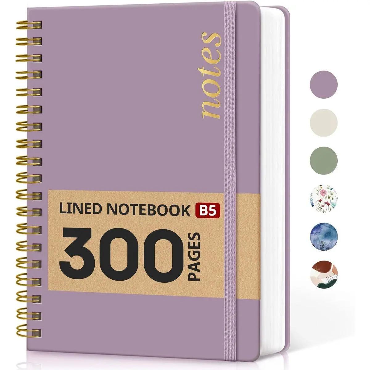 Spiral Notebook for Work Thick Hardcover Lined Journal for Note Taking | Purple 300 Pages (7.1"x10") B5 College Ruled Journal for Women & Writing, Fit for Office Home School Supplies