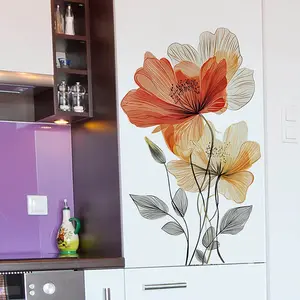 Boho Flower Wall Sticker, Decorative Decal, Peel and Stick Wallpaper Art, PVC Self-Adhesive, Ideal for Living Room, Bedroom, TV Background, Easy to Apply, Flower Wall Decals, Floral Pattern Sticker