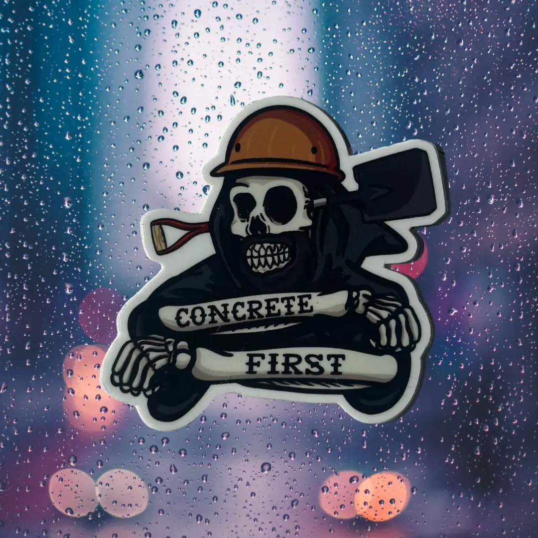 Concrete First Sticker | Hard Hat Sticker | Construction Sticker | Decals for Blue Collar- Hard Hat- Toolboxes- Helmet.
