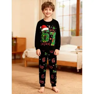 Christmas Fun #6 7 patterned Pajamas Set for Kids,  Graphic Pajamas Set for Youth, the perfect Christmas gift for girls and Boys.