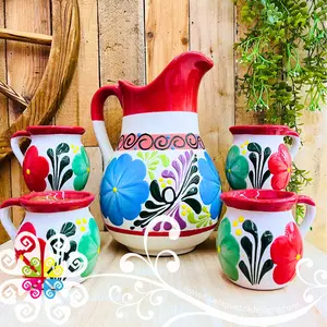 Red Clay Pato Pitcher Set - 4 Mugs