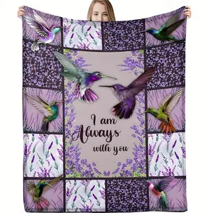 Hummingbird Print Flannel Blanket - Soft & Warm 280GSM Polyester, Machine Washable, Vibrant Colors, Perfect for Home, Office, Travel, Cozy Gift
