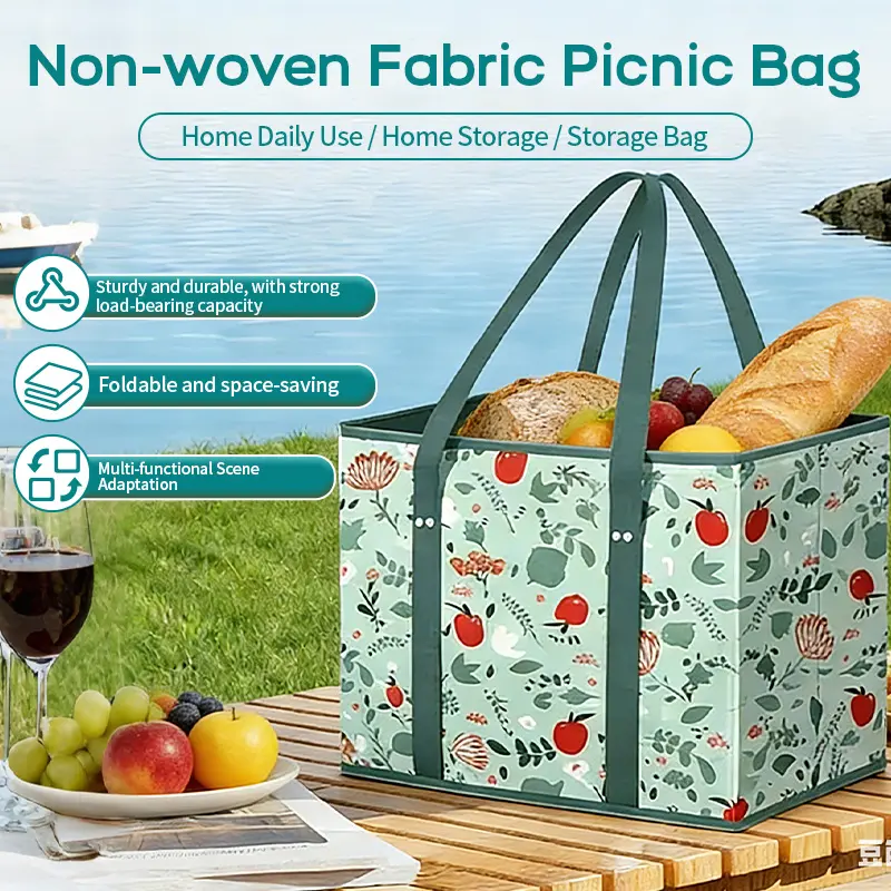 3-piece set Water-Resistant Reusable Shopping Bags Insulated Reusable Grocery Bags, Collapsible Cooler Bag for Groceries, Heavy Duty Large Insulated Bag New Season Drop for Groceries and Weekly Shopping Loads
