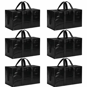 6 PCS Extra Large Moving Storage Bags – Heavy Duty Waterproof Clothes Storage Totes with Reinforced Handles & Strong Zippers, Foldable Space-Saving Organizer for Dorm Moving, Travel, Camping, Closet Organization & Home Storage