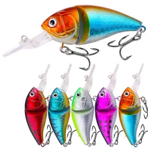 5 Pieces/set Floating Minnow Fishing Lures Set Multi Segments Jointed Hard Bait 3.35in/0.5oz,Bionic Hard Fishing Bait Suitable for Fresh Water and Saltwater,Double Hook Surface lures Lure for Bass Trout Bass Lures