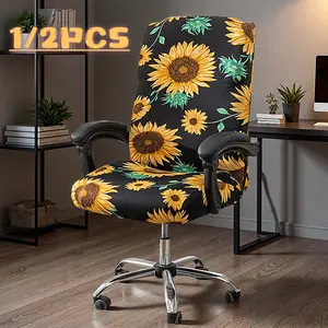 Office Chair Cover With Durable Zipper, Printed Washable Stretchable Desk Chair Cover, High Back Computer Chair Cover, Office Chair Seat Slipcover