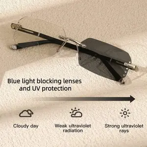 Progressive Auto Zoom Reading Glasses, Photochromic Blue Light Blocking, Clear Frame, Silicone Nose Pads, All Day Comfort Unisex Eyewear Hd Vision