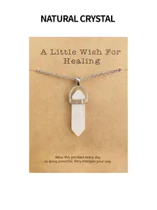 Natural Crystal Stone Hexagonal Pendant Necklace, Fashion Pendant Design Necklace for Women & Men, Trendy All-match & Exquisite Jewelry for Birthday Gift, Natural Healing Crystal